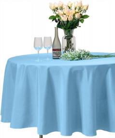 img 4 attached to VEEYOO Baby Blue Round Tablecloth - Wrinkle-Free Polyester For Weddings, Parties & Buffets - 108" Soft Circular Dinner Table Cover