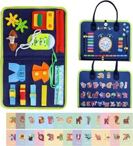 img 4 attached to Tafatee Montessori Busy Board Toy for Toddlers 1-5 Years Old, Portable Sensory Travel Learning Life Skills Activity Board with 26 Letters Card - Perfect Gift for Boys and Girls