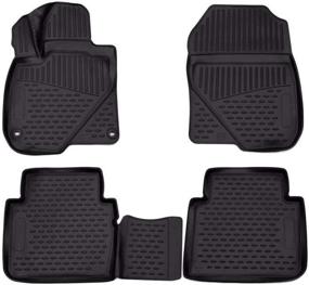 img 4 attached to 🚗 2017-2022 Honda CR-V Floor Mats Set - Black 3D Custom Fit All-Weather Liners for Front & 2nd Row Seats