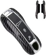 enhance your porsche key with the sanrily carbon fiber texture key fob replacement cover - keyless entry remote key protector shell for cayenne, 911, taycan, panamera 2020 - abs plastic, black logo