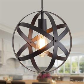 img 4 attached to 🌍 Q&amp;S Black Globe Industrial Pendant Light: Rustic Vintage Modern Ceiling Chandelier for Kitchen Island, Dining Room, and More!