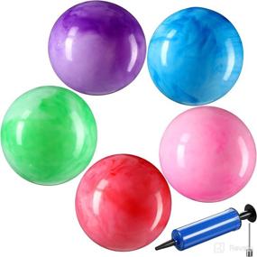 img 4 attached to 🏀 Colorful Marbleized Bouncy Balls: 6-Piece Set with Pump & Air Needle - Fun Handballs for Kids & Adults, Ideal for Beach, Playground, School or Pets