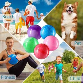 img 2 attached to 🏀 Colorful Marbleized Bouncy Balls: 6-Piece Set with Pump & Air Needle - Fun Handballs for Kids & Adults, Ideal for Beach, Playground, School or Pets
