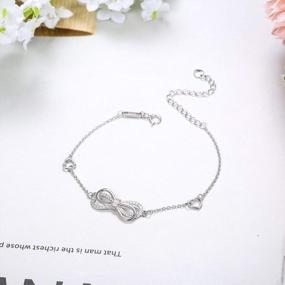 img 1 attached to Sllaiss Austria Crystal Anklet Womens 925 Sterling Silver Бесконечный ножной браслет Бесконечный символ любви Шарм Регулируемый большой браслет Подарок для нее