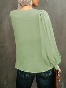 img 2 attached to Women'S Elegant V Neck Chiffon Blouse With Ruffles, Vintage Empire Waist Long Sleeve Shirt