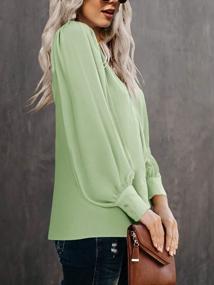 img 3 attached to Women'S Elegant V Neck Chiffon Blouse With Ruffles, Vintage Empire Waist Long Sleeve Shirt