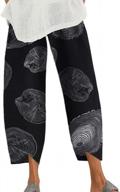женские широкие льняные брюки: легкие, повседневные и струящиеся укороченные брюки для отдыха с карманами логотип
