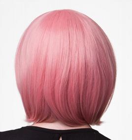 img 2 attached to Women Short Straight Synthetic Bob Wig Candy Color Cosplay Anime Costume Hairpiece For Party With Cap - Pink 14