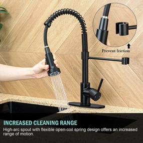img 2 attached to Stylish And Functional: HGN Matte Black Kitchen Faucet With Pull Down Sprayer And Stainless Steel Design