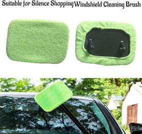 img 2 attached to 🚗 Car Care Microfiber Cloth Replacement for Noise-Free Windshield Cleaning Brush – Long-lasting Buffing Pad Cover, Washable Polishing Bonnet - Green (Pack of 5)