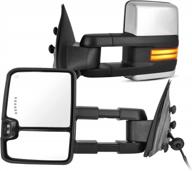 enhance your towing experience with autosaver88 towing mirrors for chevy silverado and gmc sierra - power heated, telescoping, switchback led tube turn signal light pair set in chrome logo
