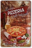 vintage metal tin sign for kitchen wall decor - unique pizzeria design - 7.9x11.8 inches - perfect gift and stylish accessory logo