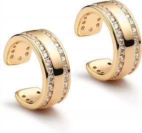 img 4 attached to Gold Plated Huggie Hoop Earrings For Women - Fettero Delicate And Hypoallergenic Earrings With Beaded, Circle, Spike, Snake, Heart, Lightning, And CZ Designs