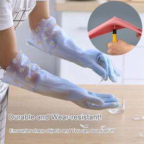 img 2 attached to 🧤 4-in-1 Dishwashing Gloves: Reusable, Skin-Friendly, Non-Slip, Durable Household Cleaning Glove for Laundry, Kitchen, and Toilet - Latex Free