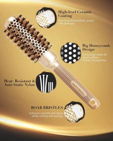 img 2 attached to SUPRENT Round Brush With Natural Boar Bristles,Nano Thermic Ceramic Coating& Ionic Roller Hairbrush For Blow Drying, Curling&Straightening, Volume&Shine (2.4" & Barrel 1.3")