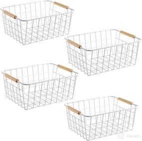 img 2 attached to 🧺 Set of 4 LeleCAT Wire White Baskets with Handles - Convenient and Versatile Wire Storage Organizer Baskets for Kitchen, Household Refrigerator, Cabinets, Pantry, Closets, Bedrooms (White)