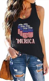 img 4 attached to FAYALEQ Women'S Merica Letters Sunglass Graphic Sleeveless Tank Top With American Flag Print, Casual T-Shirt Vest (Size Small, Color: A-Black)