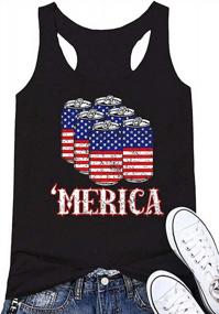 img 3 attached to FAYALEQ Women'S Merica Letters Sunglass Graphic Sleeveless Tank Top With American Flag Print, Casual T-Shirt Vest (Size Small, Color: A-Black)