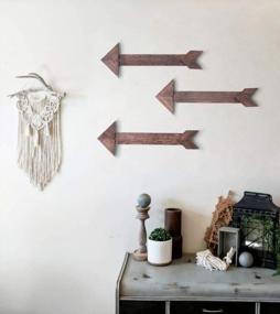 img 3 attached to Rustic Arrow Barnwood Wooden Sign Set Of 3 - Torched Brown Decorative Wall Décor - Double Sided Stickers Included - Perfect For Rustic Home Accents.
