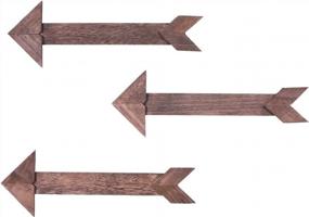 img 4 attached to Rustic Arrow Barnwood Wooden Sign Set Of 3 - Torched Brown Decorative Wall Décor - Double Sided Stickers Included - Perfect For Rustic Home Accents.
