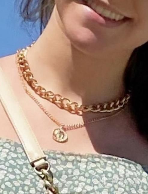 img 1 attached to Stylish FAMARINE Gold Plated Layered Necklaces With Geometric Pendants - Perfect Teen Girl Gift! review by Tommy Abreu