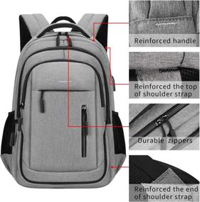 img 1 attached to Laptop Backpack for College School - Veballensty Bookbag with USB Charging/Headphone Port - Fits 15.6 Inch Laptop or Notebook - Ideal for Travel, Outdoor Camping - Light Grey