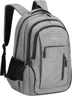 laptop backpack for college school - veballensty bookbag with usb charging/headphone port - fits 15.6 inch laptop or notebook - ideal for travel, outdoor camping - light grey logo