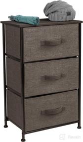 img 2 attached to 🛏️ Brown 3-Drawer Nightstand - Stylish Bedside Furniture and Accent End Table for Bedroom, Home, Office, College Dorm - Steel Frame, Wood Top, Easy Pull Fabric Bins - Ample Storage