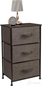 img 1 attached to 🛏️ Brown 3-Drawer Nightstand - Stylish Bedside Furniture and Accent End Table for Bedroom, Home, Office, College Dorm - Steel Frame, Wood Top, Easy Pull Fabric Bins - Ample Storage