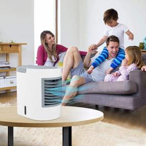 img 1 attached to 🌬️ Portable Air Conditioner: Quiet, Space-saving Cooling Fan with 3 Speeds, USB LED Light & Humidifier Handle for Home Office