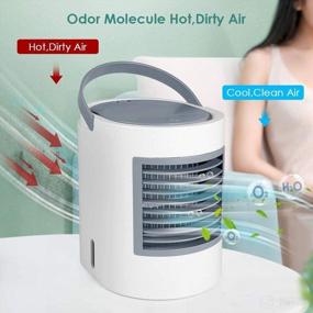 img 3 attached to 🌬️ Portable Air Conditioner: Quiet, Space-saving Cooling Fan with 3 Speeds, USB LED Light & Humidifier Handle for Home Office
