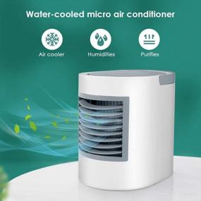 img 2 attached to 🌬️ Portable Air Conditioner: Quiet, Space-saving Cooling Fan with 3 Speeds, USB LED Light & Humidifier Handle for Home Office