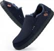 men's longbay memory foam moccasin slippers - indoor/outdoor slip-on house shoes logo