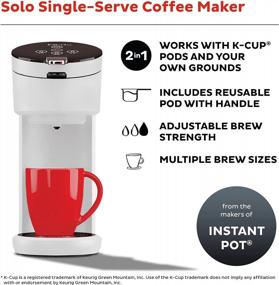 img 3 attached to Instant Solo Single Serve Coffee Maker, From The Makers Of Instant Pot, K-Cup Pod Compatible Coffee Brewer, Includes Reusable Coffee Pod & Bold Setting, Brew 8 To 12Oz., 40Oz. Water Reservoir, White