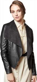 img 4 attached to Chic And Slim: Escalier Women'S Faux Leather Open Front Blazer Jackets