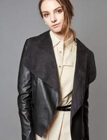 img 3 attached to Chic And Slim: Escalier Women'S Faux Leather Open Front Blazer Jackets