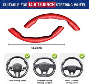 img 1 attached to XCBYT Red Carbon Fiber Steering Wheel Cover - Non Slip & Safe Car Accessory for 14.5-15 Inches Steering Wheel - Universal Fit for Men and Women