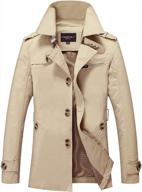 men's windbreaker notch lapel trench coat business jacket slim fit logo