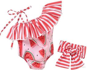 img 4 attached to Swimsuits Swimming Leopard Shoulder Swimwear Apparel & Accessories Baby Boys