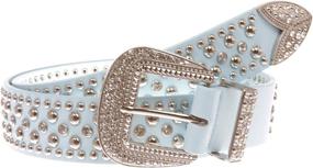 img 3 attached to Western Rhinestone Studded Leather Color Women's Accessories in Belts