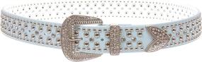 img 1 attached to Western Rhinestone Studded Leather Color Women's Accessories in Belts