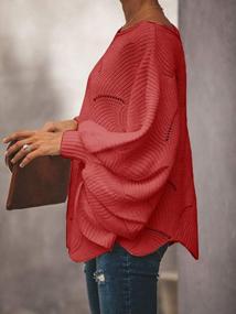 img 2 attached to Ybenlow Womens Off Shoulder Sweaters Batwing Sleeve Loose Overiszed Hollow Knit Pullover Jumper Tops