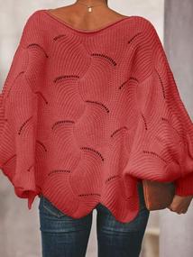 img 1 attached to Ybenlow Womens Off Shoulder Sweaters Batwing Sleeve Loose Overiszed Hollow Knit Pullover Jumper Tops