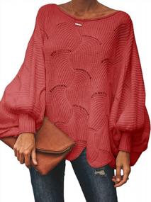 img 3 attached to Ybenlow Womens Off Shoulder Sweaters Batwing Sleeve Loose Overiszed Hollow Knit Pullover Jumper Tops