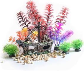 img 3 attached to 🐠 Enhance Your Betta Fish Tank with JUYOULE Aquarium Decorations: Small Fish Tank Plants, Plastic Shipwreck, and More!