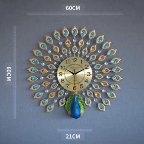 img 3 attached to 60 см X 60 см творческий павлин металлический дизайн настенные часы искусство, бесшумные электронные кварцевые часы для гостиной спальни ресторан декор