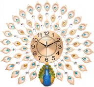 60cm x 60cm creative peacock metal design wall clock art, mute electronic quartz clocks for living room bedroom restaurant decor logo
