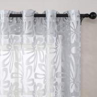 top finel floral voile sheer curtains 84 inches long for living room bedroom grommet window treatments, light filtering drapes 2 panels, (grey, 54 w x 84 l ) logo