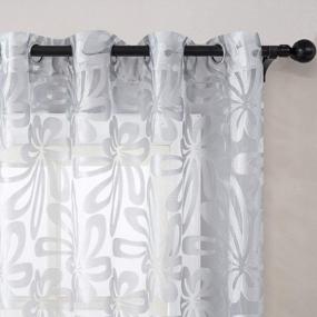 img 4 attached to Top Finel Floral Voile Sheer Curtains 84 Inches Long For Living Room Bedroom Grommet Window Treatments, Light Filtering Drapes 2 Panels, (Grey, 54 W X 84 L )