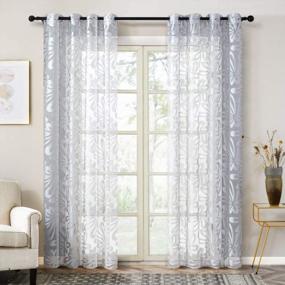 img 3 attached to Top Finel Floral Voile Sheer Curtains 84 Inches Long For Living Room Bedroom Grommet Window Treatments, Light Filtering Drapes 2 Panels, (Grey, 54 W X 84 L )